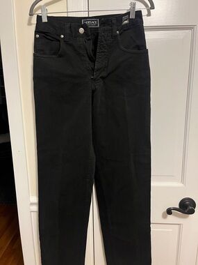 Versace Black Straight-Leg Jeans with Silver Hardware